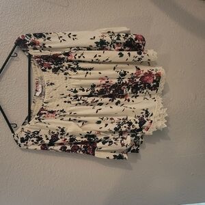 Floral Blouse with Lace Trim